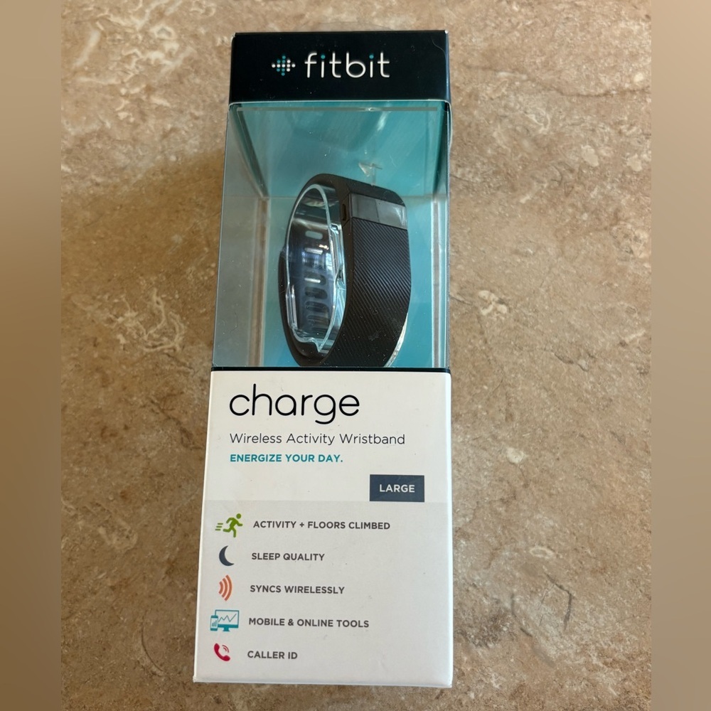 Vintage Fitbit Charge Wireless Activity Wristband Tracker Large Black NEW